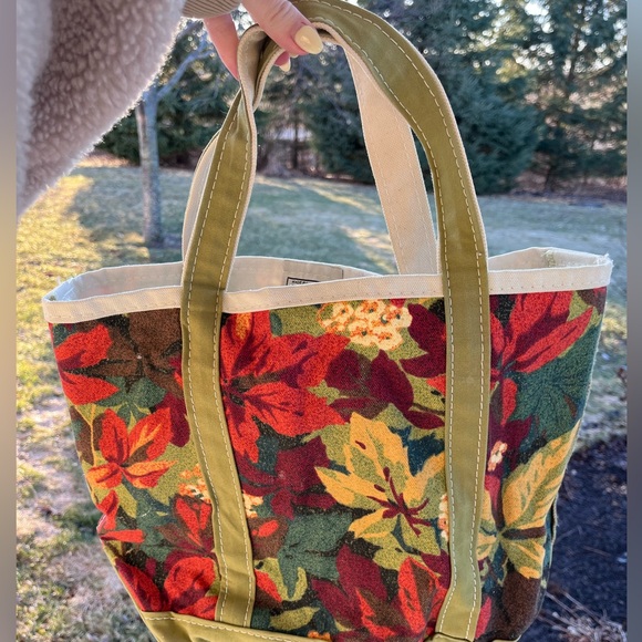 Vintage 90s LLbean boat and tote foliage floral leaves made in USA purse bag - Picture 11 of 15